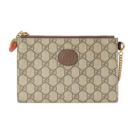 Gucci Wrist Wallet With Double G Strawberry